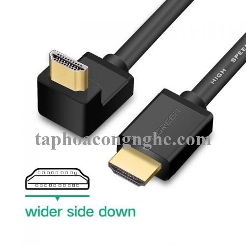 Ugreen 10122 3M màu Đen Cáp tín hiệu HDMI chuẩn 1.4 đầu bẻ góc 90 độ HD103 30010122
